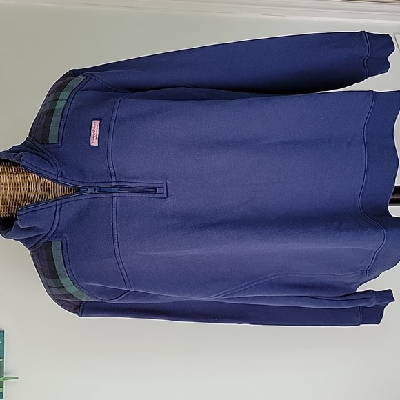 Vineyard Vines Tops - Vineyard Vines Plaid Shep Shirt Blue Green 1/4 Zip Pullover Sweatshirt sz3X BinF